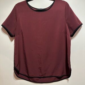 Forever 21 Burgundy Short Sleeve Top with Black Trim